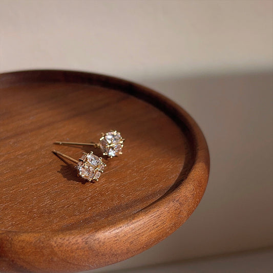 A廠 韓系幾何立體多面鋯石環保銅銀針耳環批發 折扣@洽客服 26.03.10「B-632」