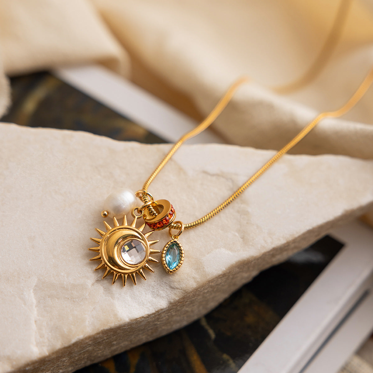 B廠 歐美款 淡水珍珠鋯石鈦鋼鍍18K金項鍊 批發 折扣@洽客服 26.02.W3「JDN0211145」