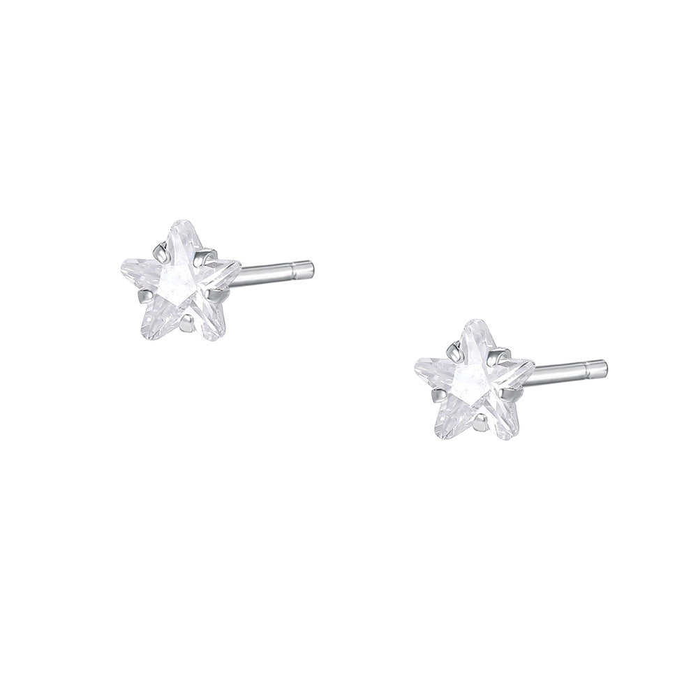 C廠 韓國韓版養耳洞～四爪鋯石星星999純銀耳環 批發 折扣@洽客服 25.11.W3「E3512」