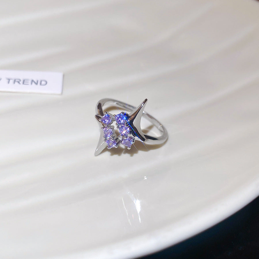 A2廠 韓國韓版 鋯石拼接芒星開口戒指批發 折扣@洽客服 26.03.W2「HR2977」