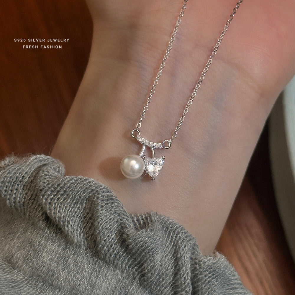 C廠 韓國韓版氣質櫻桃珍珠S925純銀項鍊 批發 折扣@洽客服 26.01.W1「A4844」