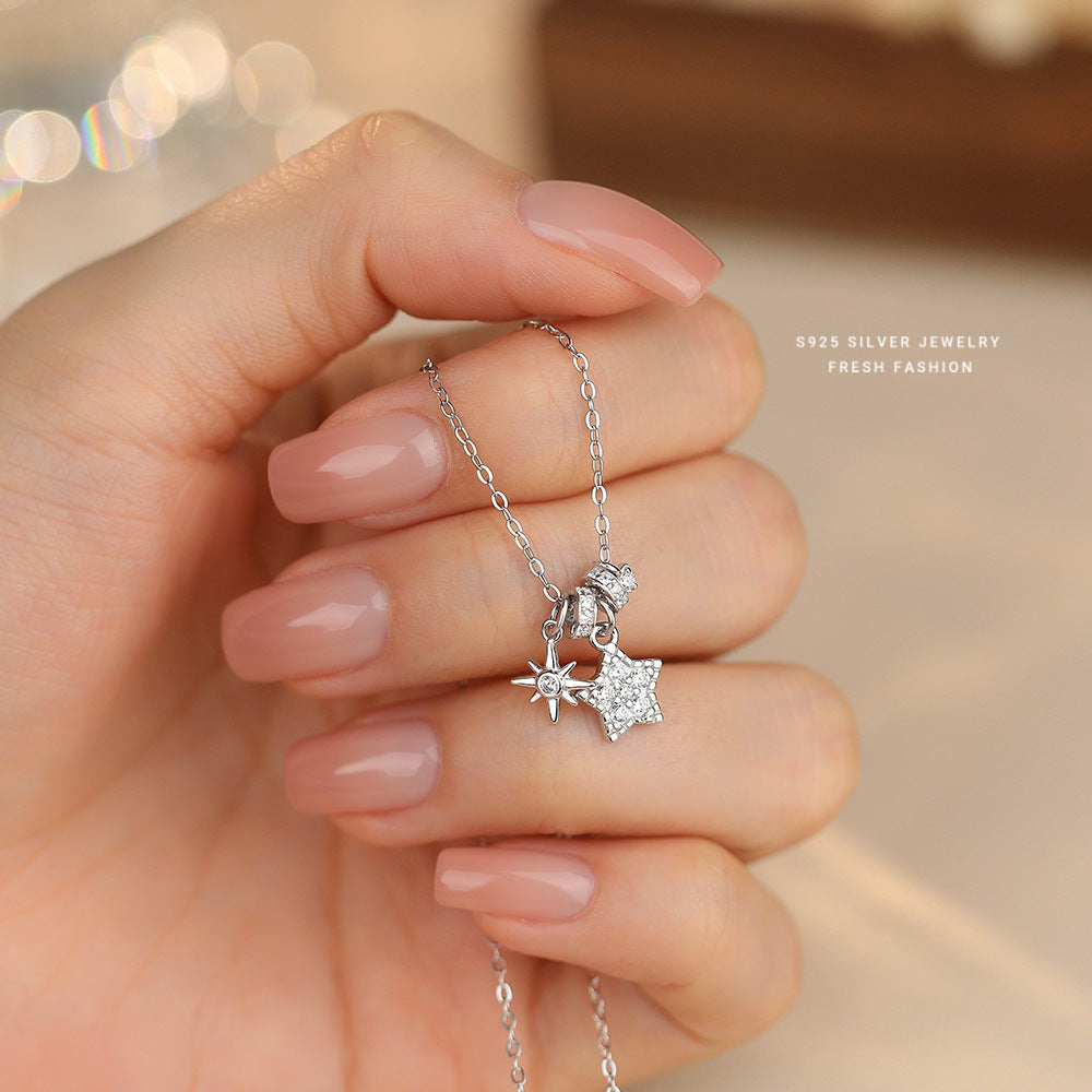 C廠 韓國韓版微鑲五角星S925純銀項鍊 批發 折扣@洽客服 25.11.W1「A4530」
