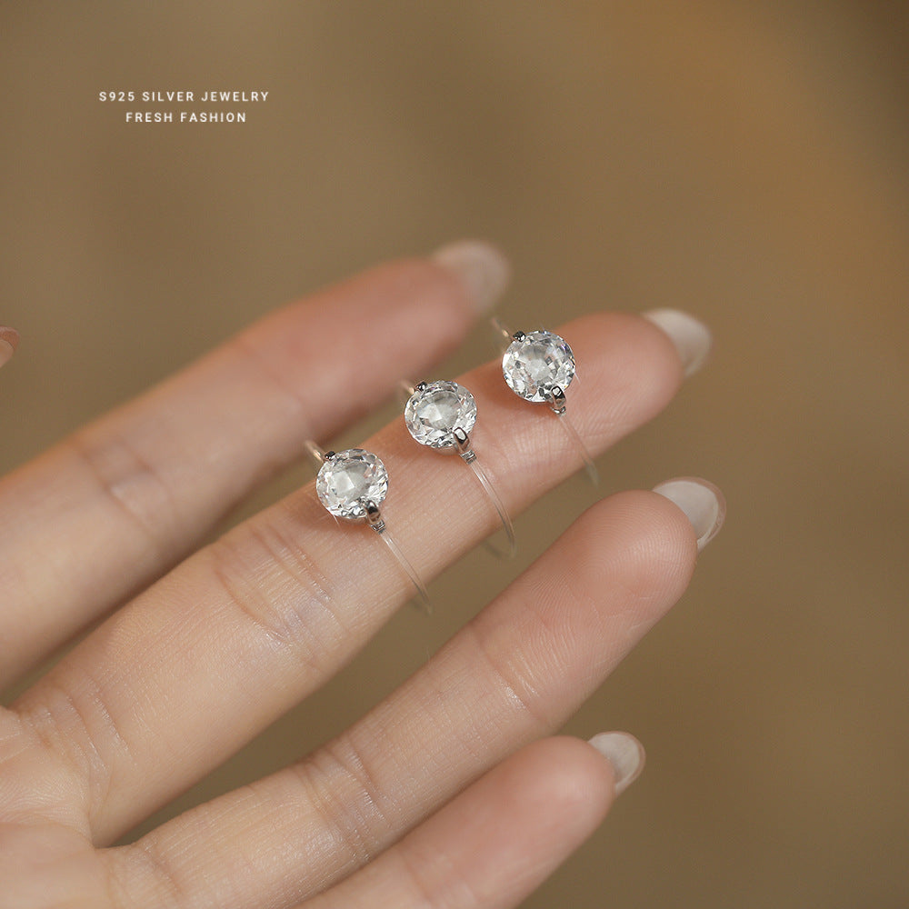 C廠 韓國韓版隱形魚線冰花切S925純銀戒指「K2449」