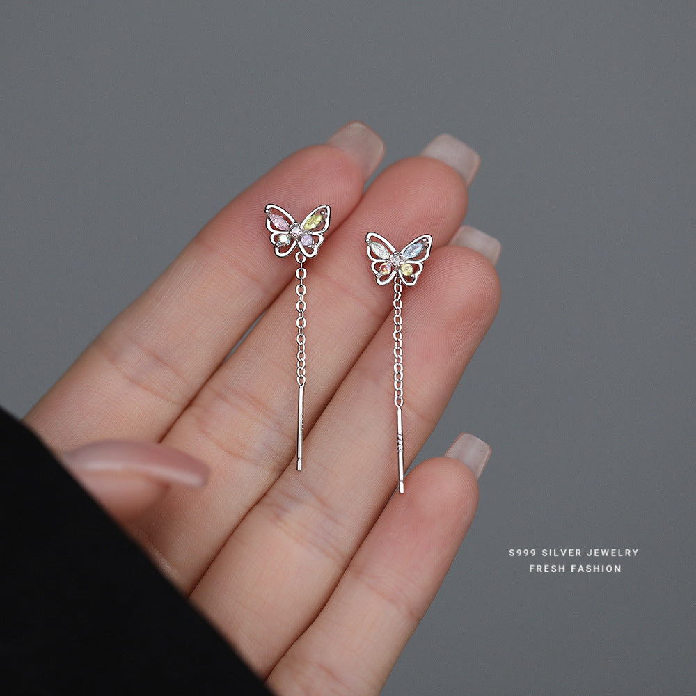 C廠 韓國韓版鏤空彩蝶S999純銀耳線 批發 折扣@洽客服 24.11.W2「E5671」