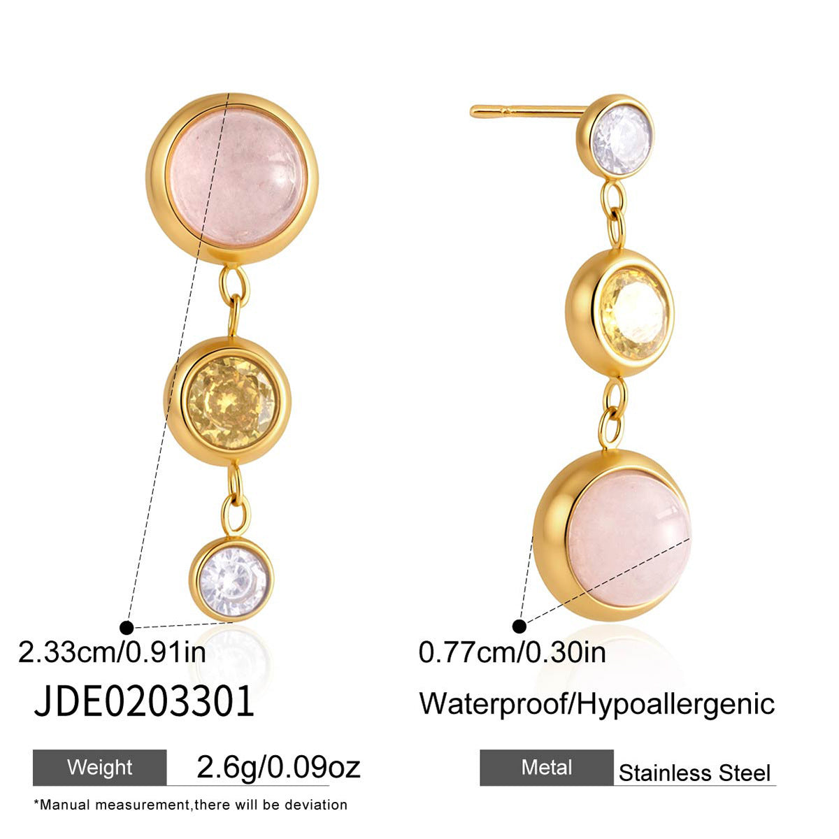 B廠 歐美款  GLORIA 鈦鋼鍍18K金耳環26.06.W4「JDE0203300,JDE0203301,JDE0203302」
