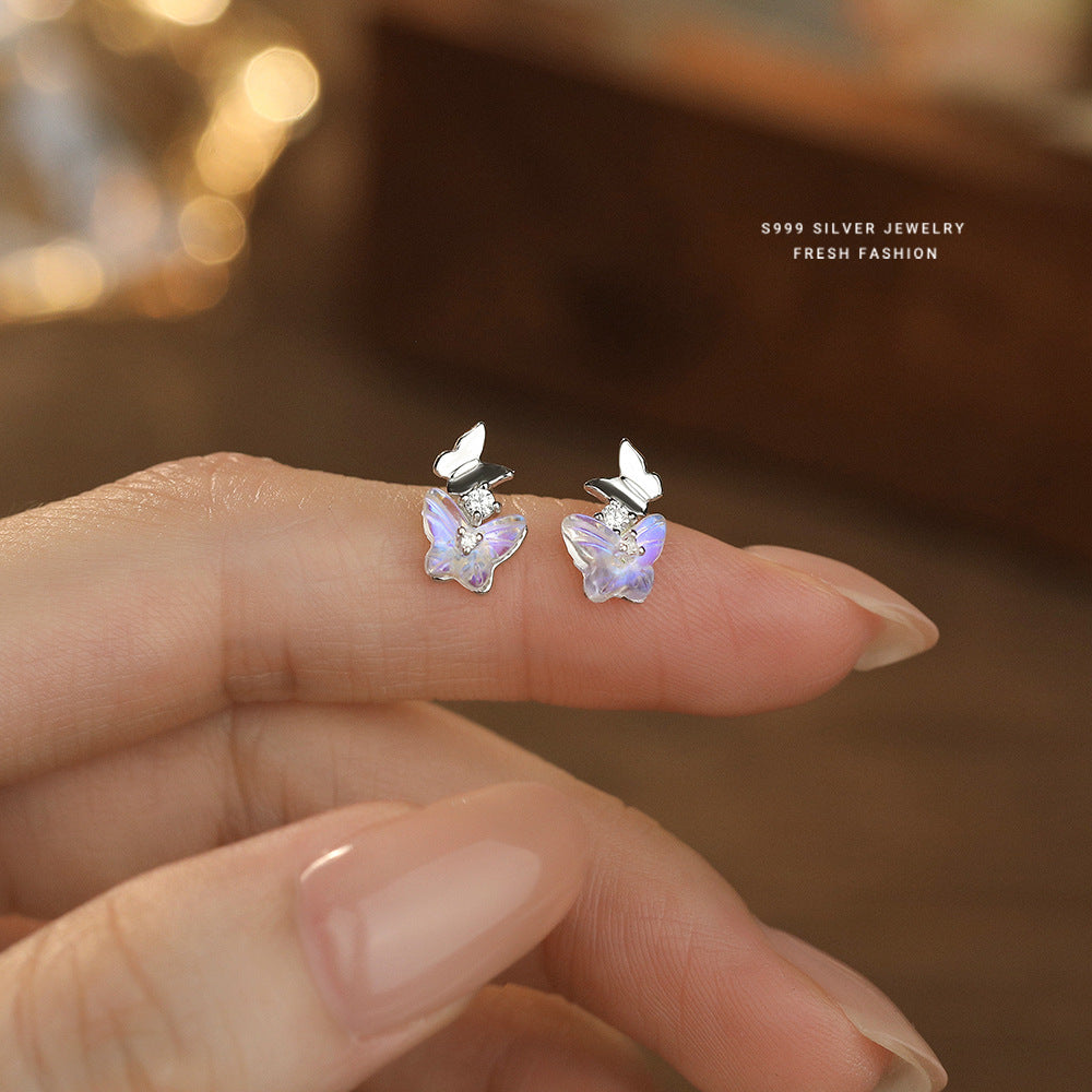 C廠 韓國韓版幻彩琉璃蝴蝶S999純銀耳環 批發 折扣@洽客服 25.12.W3「F6842」