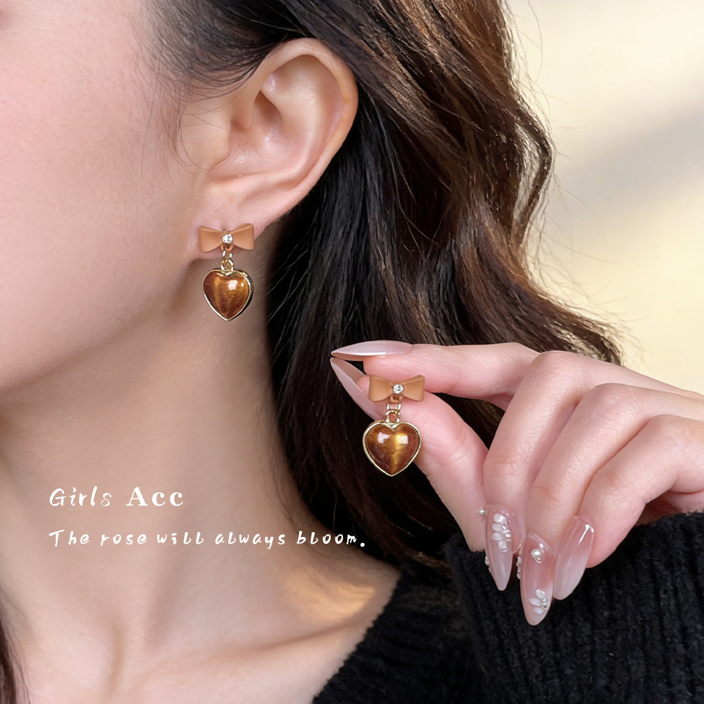 A廠 日韓款 蝴蝶結愛心銀針耳環 批發 折扣@洽客服 26.03.W1「7018」