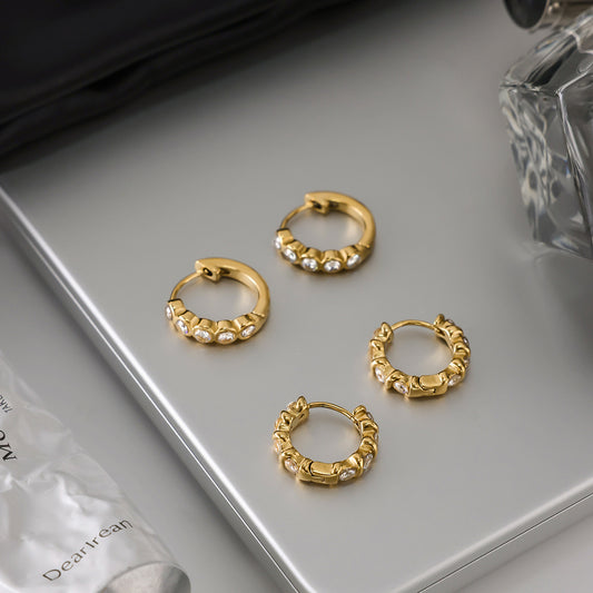 B廠 歐美款 鋯石鈦鋼 鈦鋼鍍18K金耳環 批發 折扣@洽客服 25.10.W5「JDE0306075 JDE0306077」