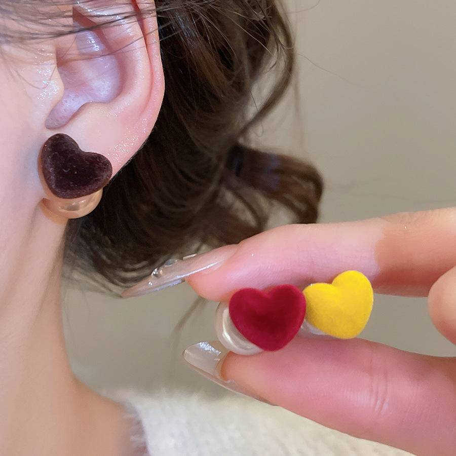 A2廠 韓國韓版植絨愛心珍珠前後搭配銀針耳環 批發 折扣@洽客服 25.12.W3「HE29439」