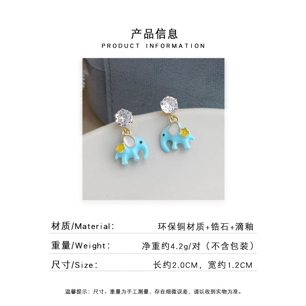 A廠 日韓系彩繪小象銀針耳環批發 折扣@洽客服 26.10.W3「7391」