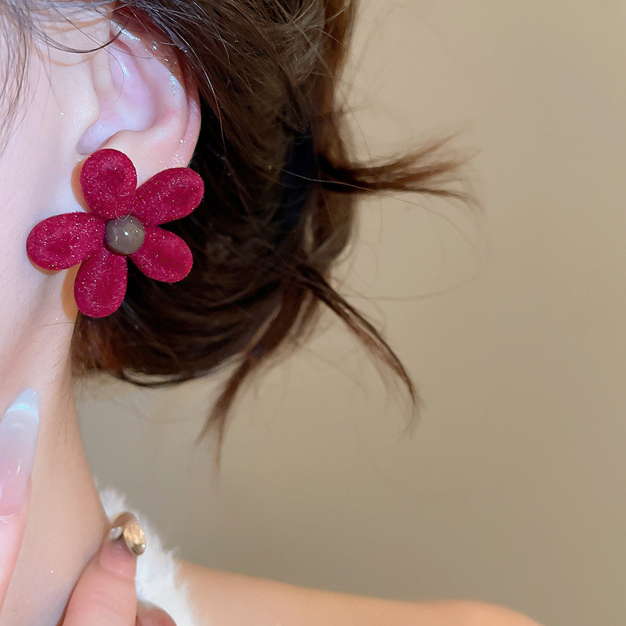 A2廠 韓國韓版壓克力植絨花朵銀針耳環 批發 折扣@洽客服 25.11.W2「HE29154」