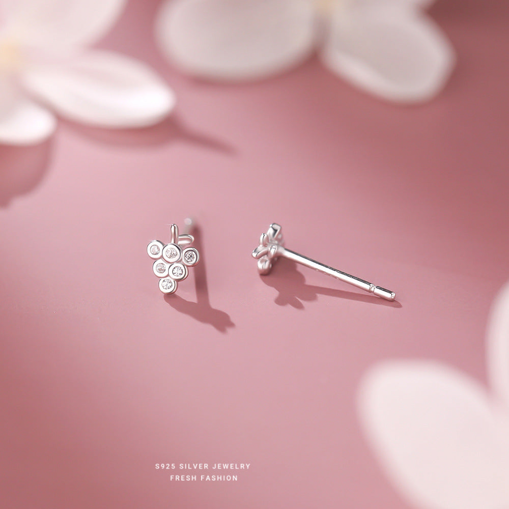 C廠 韓國韓版微鑲葡萄S925純銀耳環 批發 折扣@洽客服 25.12.W1「E5842」