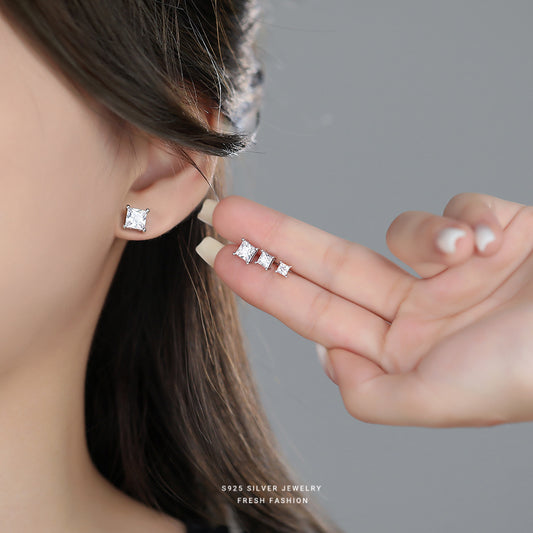 C廠 韓國韓版時尚公主方鋯石S925純銀耳環 批發 折扣@洽客服 25.10.W5「E5656」