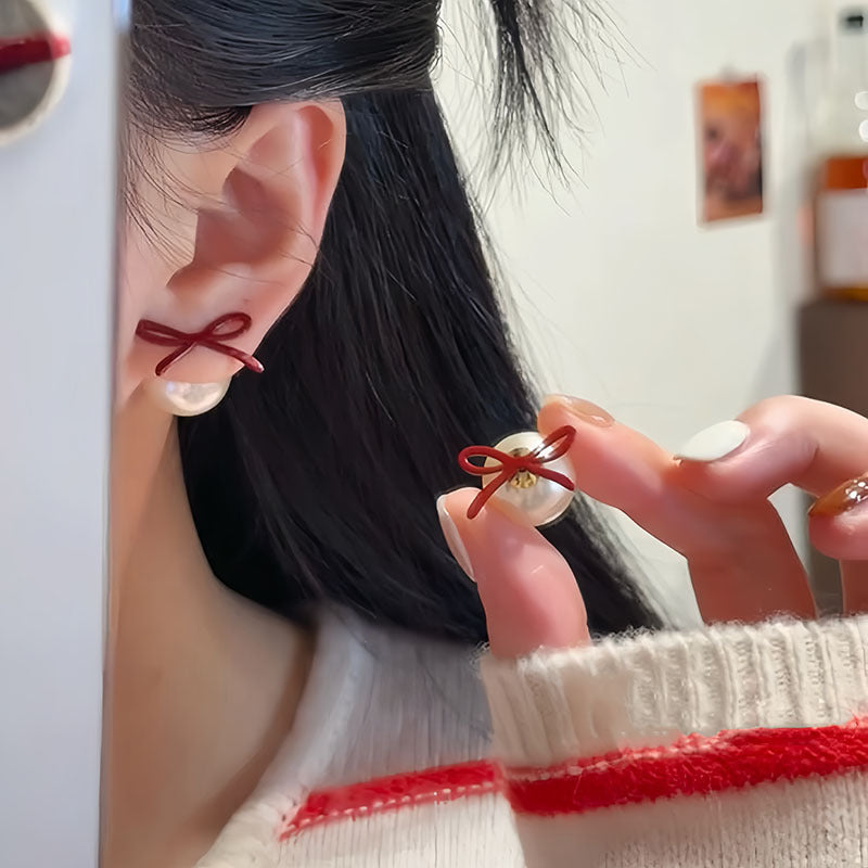 A2廠 韓國韓版蝴蝶結珍珠銀針耳環 批發 折扣@洽客服 25.11.W2「HE29148」