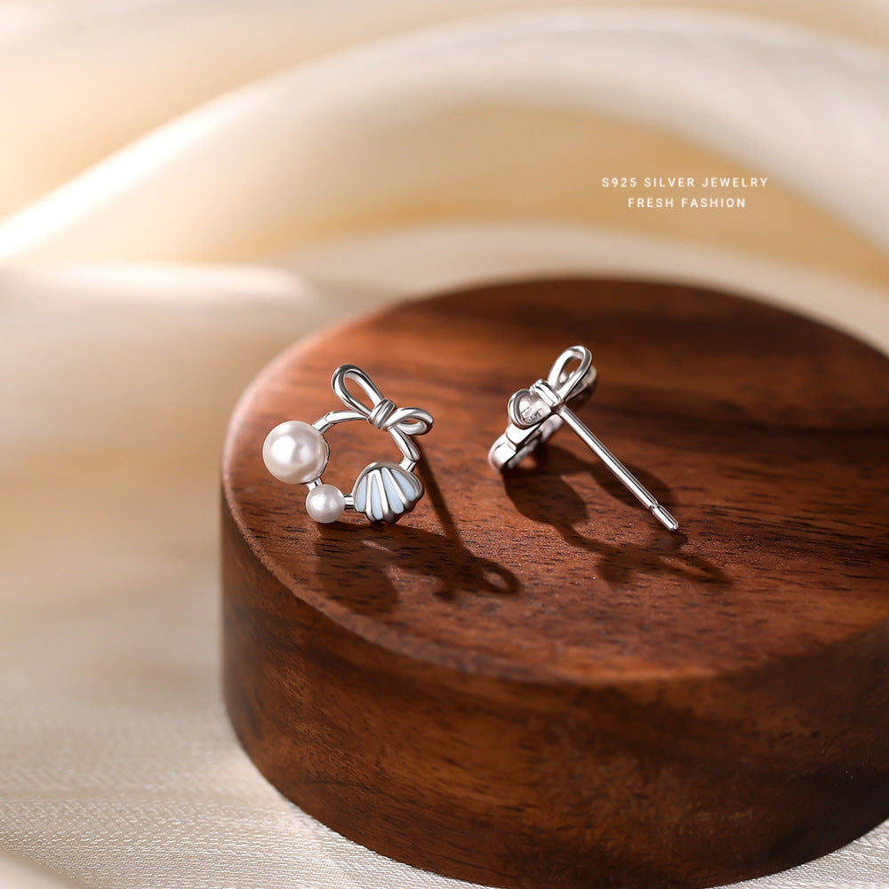 C廠 韓國韓版蝴蝶結珍珠S925純銀耳環 批發 折扣@洽客服 25.12.W4「E5966」