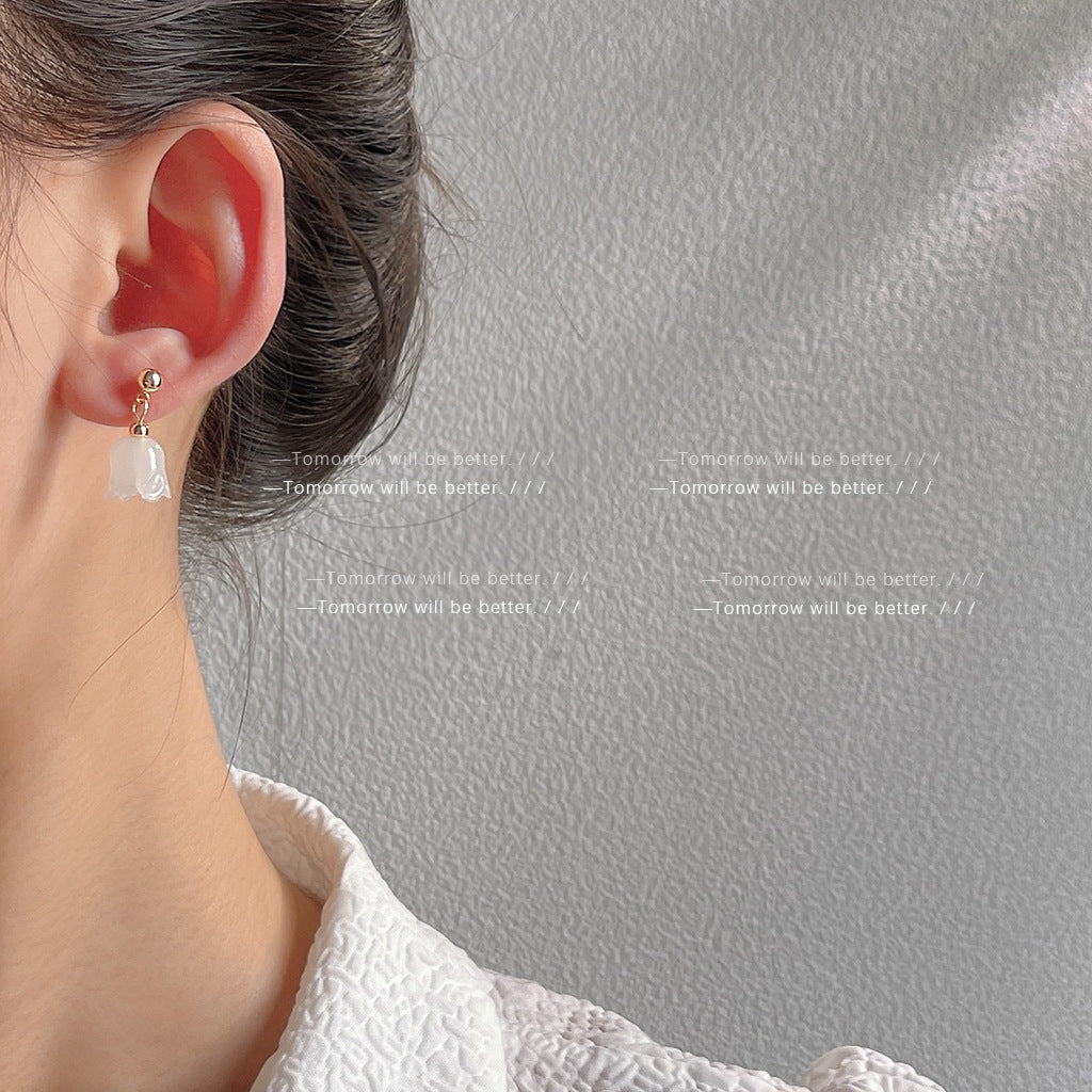 A廠 日韓琉璃花朵鬱金香銀針耳環批發 折扣@洽客服 26.03.W3「C-972」