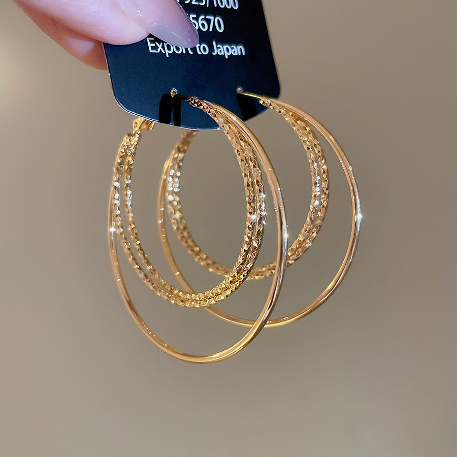 A2廠 韓國韓版圓形三層吊墜電鍍18k真金耳圈 批發 折扣@洽客服 25.10.W3「WE4634」