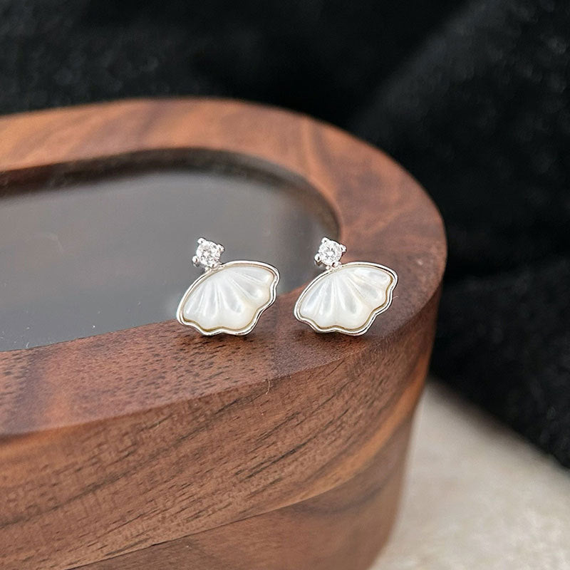 C3廠 韓國韓版優雅貝殼鑲嵌S999足銀耳環批發 折扣@洽客服 25.03.W2「ses106」
