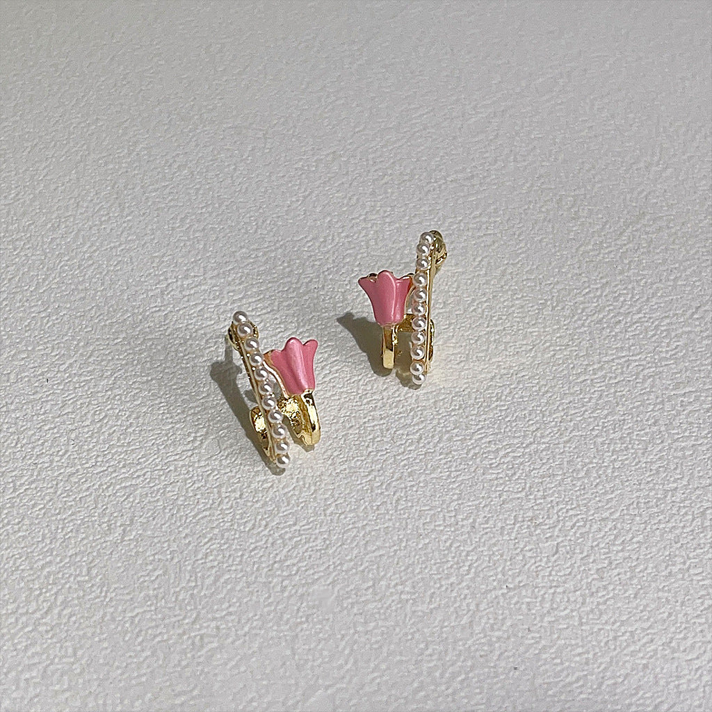 A廠 日韓款 立體感鬱金香花朵銀針耳環 批發 折扣@洽客服 25.10.W5「A244」