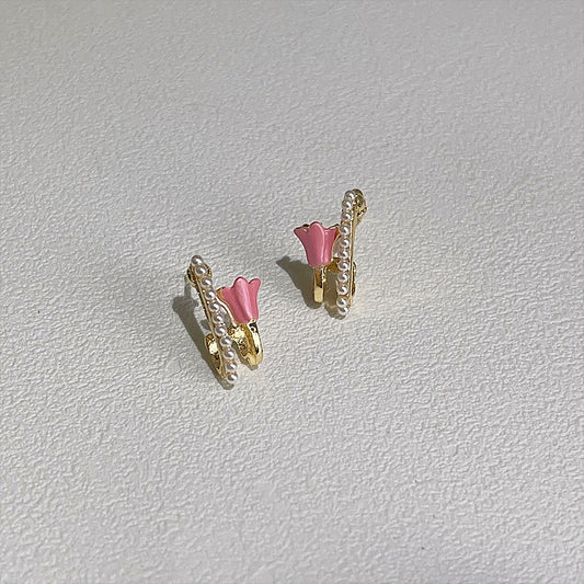 A廠 日韓款 立體感鬱金香花朵銀針耳環 批發 折扣@洽客服 25.10.W5「A244」