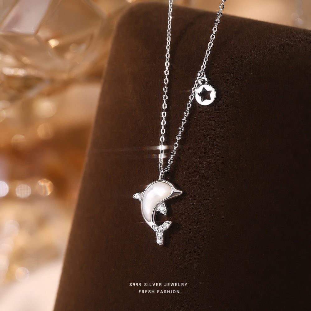 C廠 韓國韓版白貝海豚S999純銀項鍊 批發 折扣@洽客服 24.11.W2「A2666」