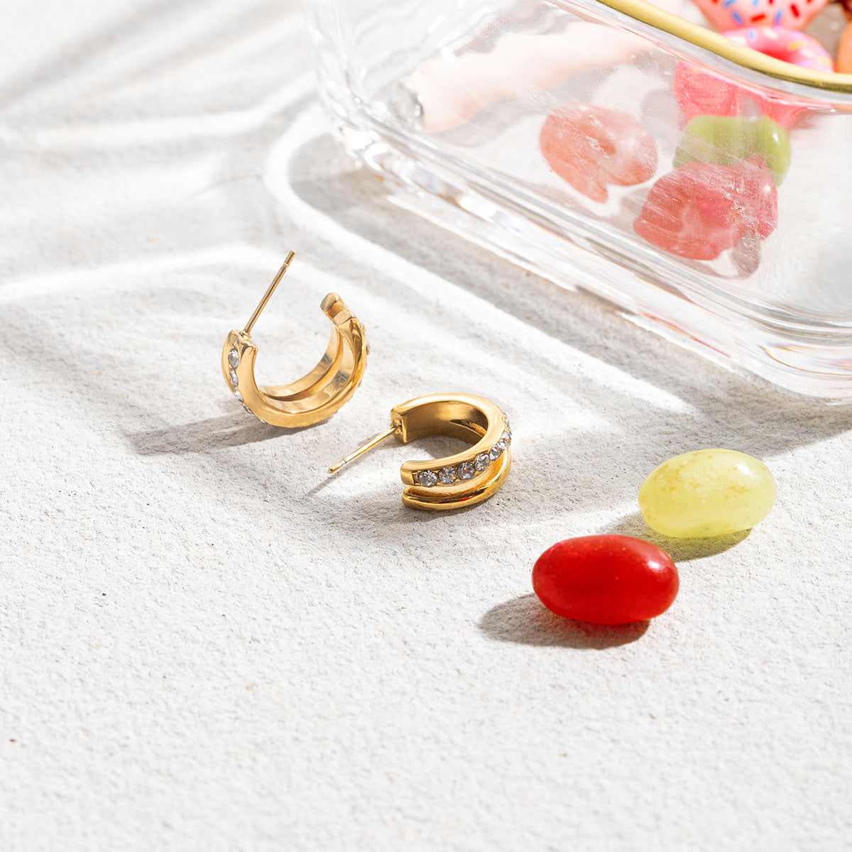 B廠 鈦鋼鍍18K金｜歐美經典風鋯石耳環 批發 折扣@洽客服 26.01.W4「JDE0307045,JDE0307050,JDE0307050-S」