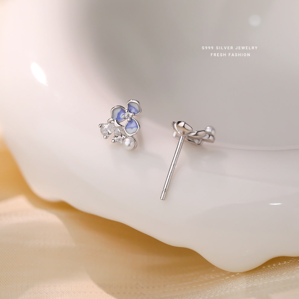 C廠 韓國韓版漸層藍鶯尾花S999純銀耳環 批發 折扣@洽客服 25.12. W2「E5878」