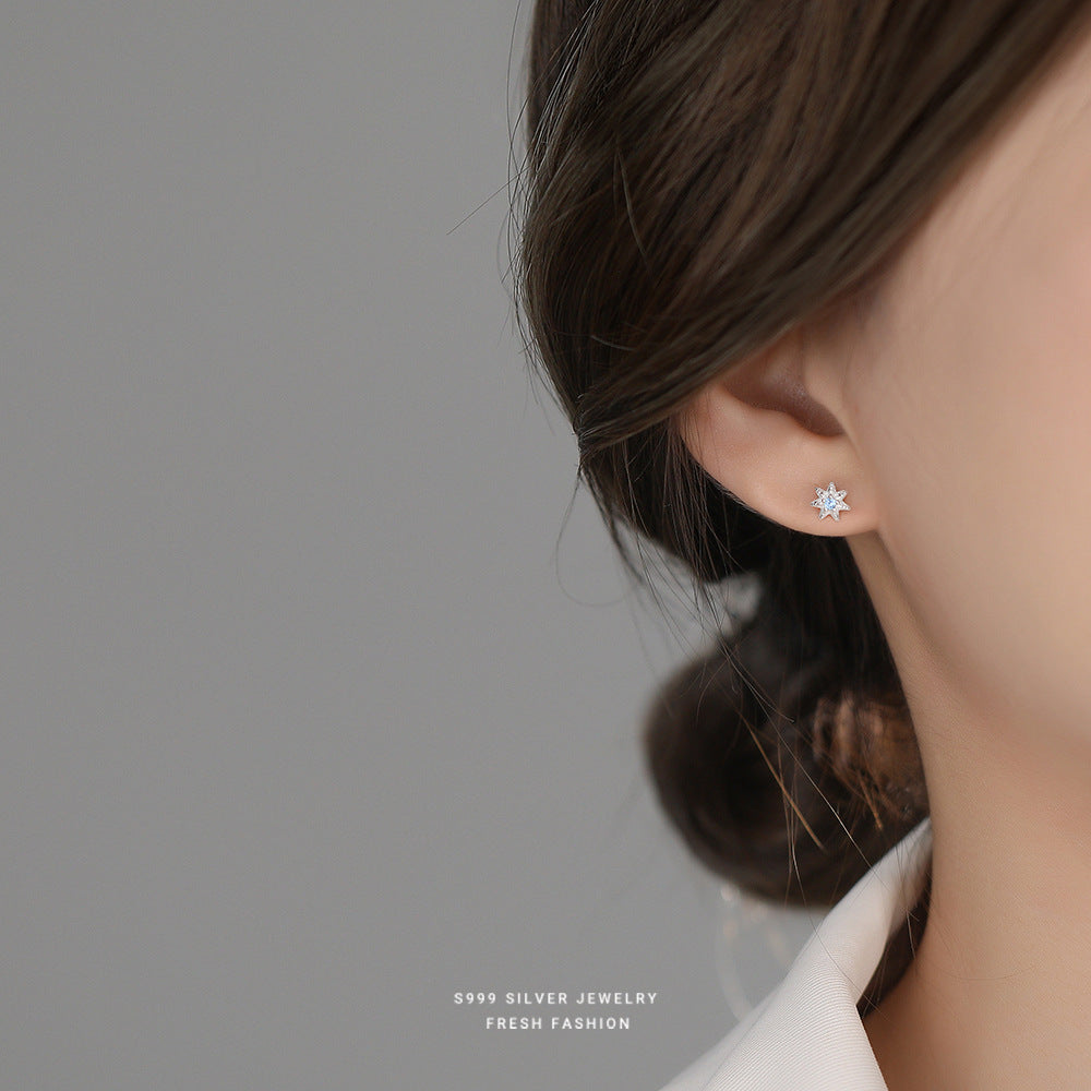 C廠 韓國韓版淺藍七芒星S999純銀耳環 批發 折扣@洽客服 25.11.W1「E5718」