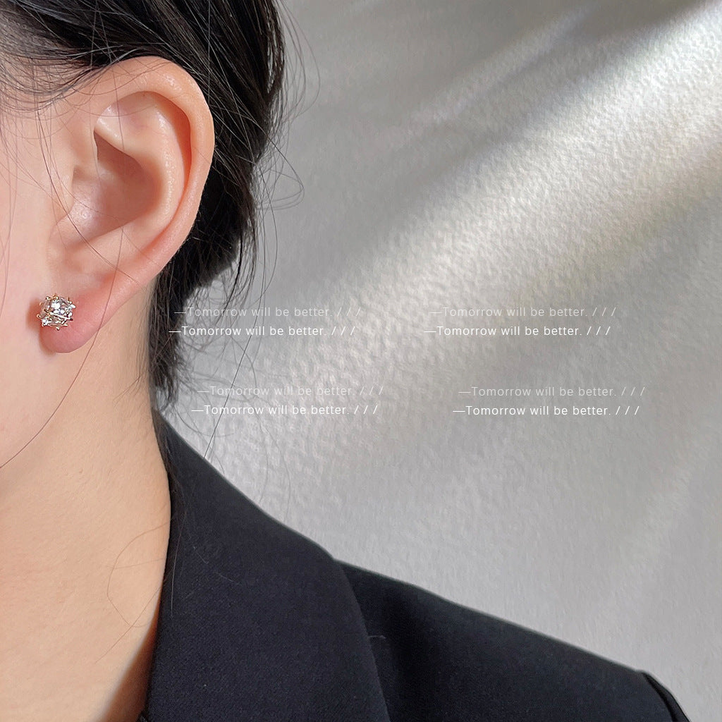 A廠 韓系幾何立體多面鋯石環保銅銀針耳環批發 折扣@洽客服 26.03.10「B-632」