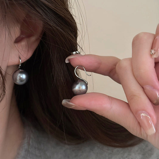 A2廠 韓國韓版灰色珍珠圓形銀針耳環 批發 折扣@洽客服 25.11.W2「HE29106--2」