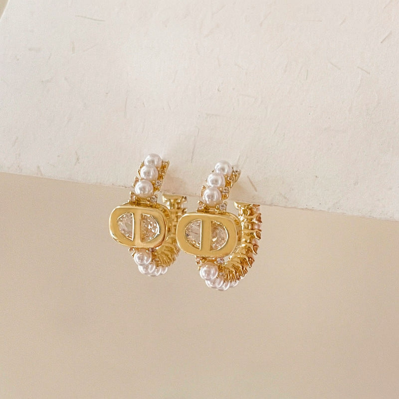 A2廠 韓國韓版 鋯石豬鼻子C型珍珠耳環批發 折扣@洽客服 26.03.W2「HE30874」