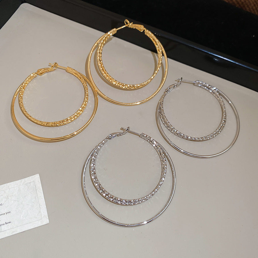 A2廠 韓國韓版圓形三層吊墜電鍍18k真金耳圈 批發 折扣@洽客服 25.10.W3「WE4634」