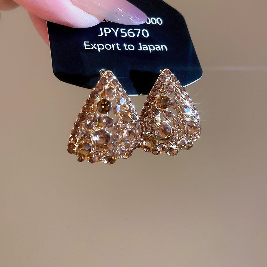 A2廠 韓國韓版鑲鑽水滴鏤空銀針耳環 批發 折扣@洽客服 25.10.W5「HE28833」