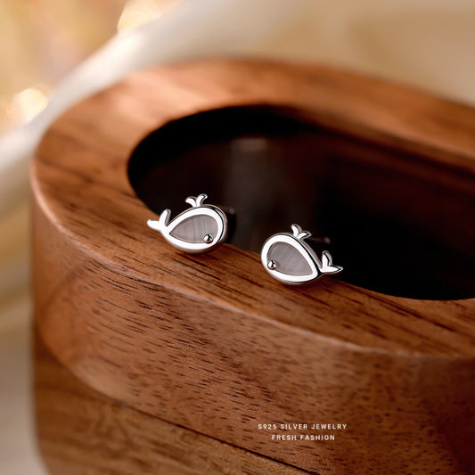 C廠 韓國韓版Q版貓眼石海豚S925純銀耳環 批發 折扣@洽客服 25.12.W4「E5919」