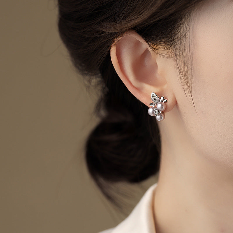 A2廠 韓國韓版鑲鑽花珍珠銀針耳環 批發 折扣@洽客服 25.12.W4「HE29842」