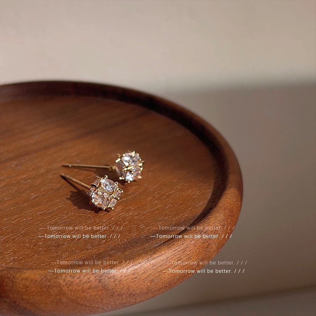 A廠 韓系幾何立體多面鋯石環保銅銀針耳環批發 折扣@洽客服 26.03.10「B-632」