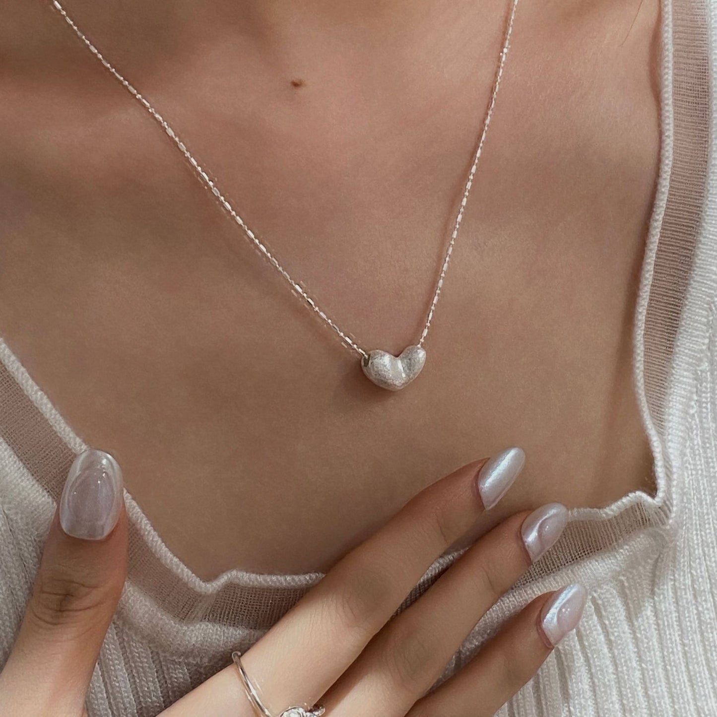 C2廠 韓國韓版拉絲愛心S925純銀項鍊 批發 折扣@洽客服 25.10.W5「SN3377」