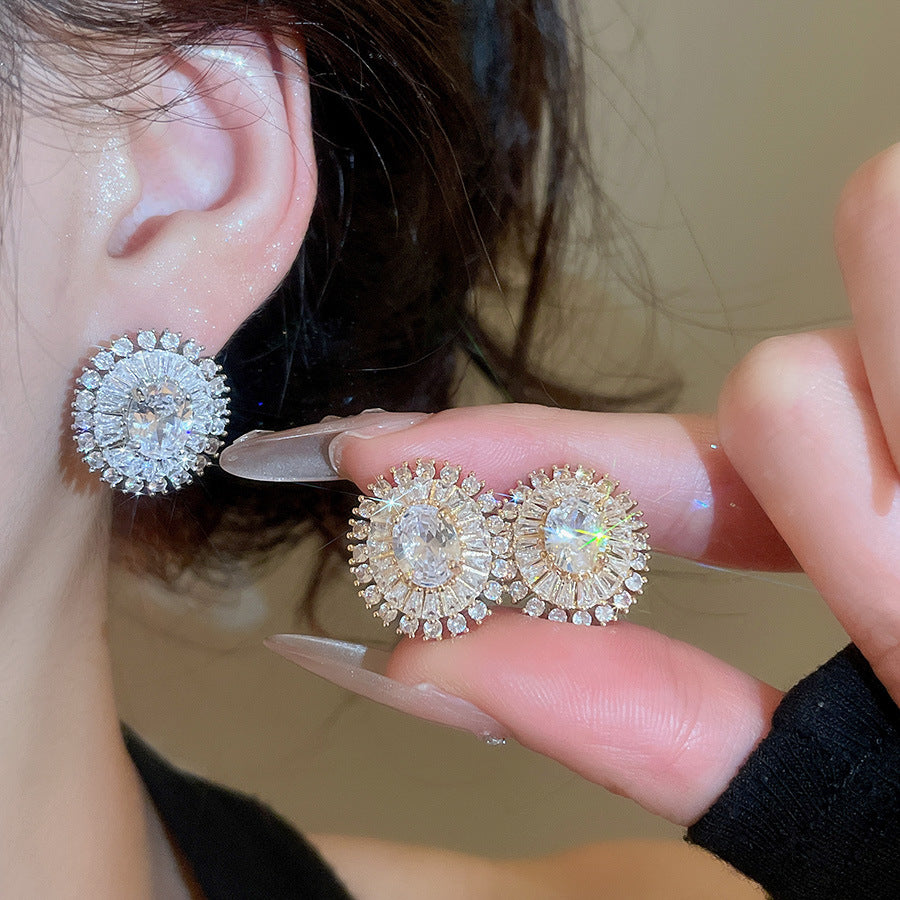 A2廠 韓國韓版鋯石橢圓形電鍍18K真金銀針耳環 批發 折扣@洽客服 25.11.W1「WE4963」