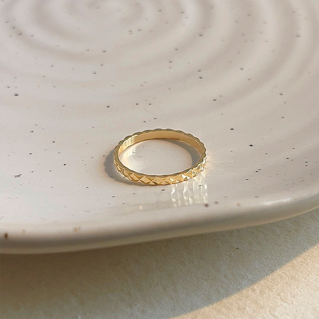 A2廠 日韓款菱格光面素圈銅鍍18K金戒指 批發 折扣@洽客服 25.12.W1「1741」