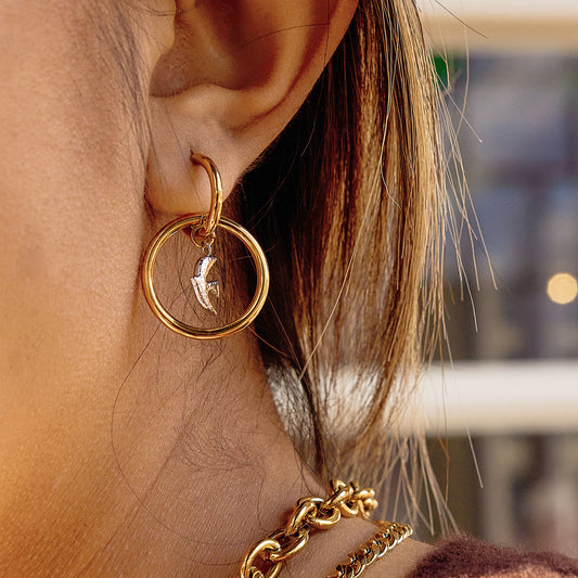 B廠 鈦鋼鍍18K金｜歐美拼色和平鴿鏤空耳環 批發 折扣@洽客服 26.01.W4「JDE0211119-PS」