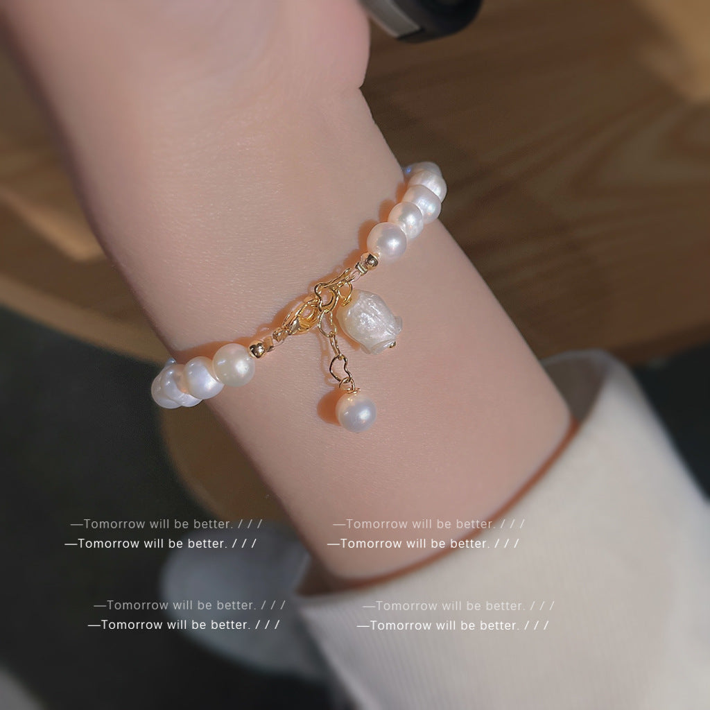 A廠 日韓款 鈴蘭花淡水珍珠手鍊批發 折扣@洽客服 25.10.W5「517」