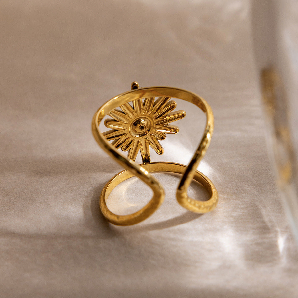 B廠 歐美款鋯石芒星雙層開口鈦鋼鍍18K金戒指批發 折扣@洽客服 26.03.W2「JDR0311122」