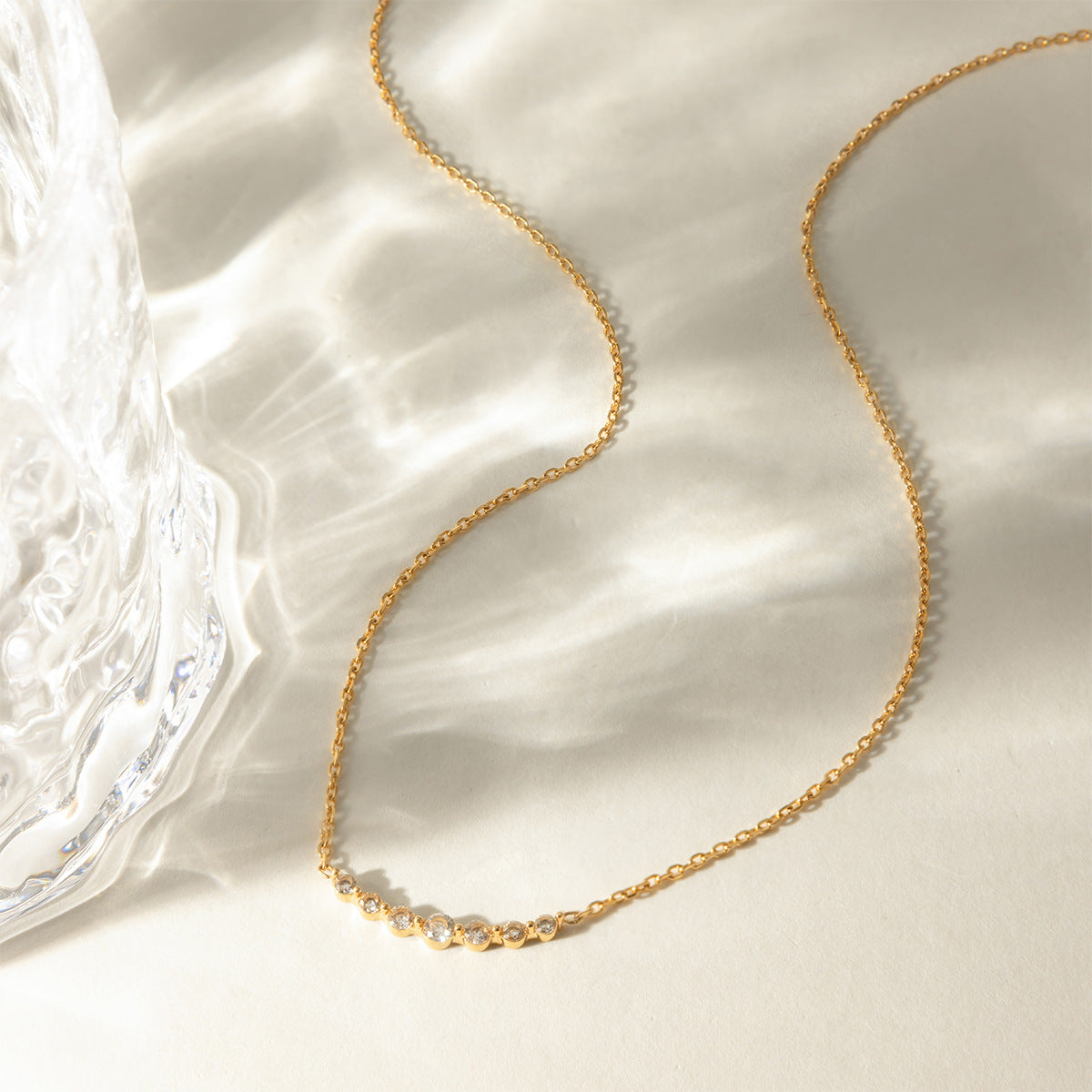 B廠 鈦鋼鍍18K金｜ 白色鋯石項鍊 批發 折扣@洽客服 26.01.W2「JDN0310023」