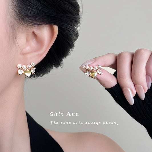 A廠 環保銅 ｜ 韓系系韓系流蘇愛心珍珠銀針耳環 批發 折扣@洽客服 26.01.W3「3070」