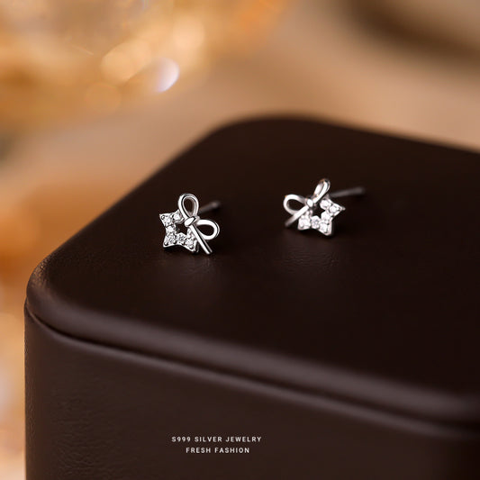 C廠 韓國韓版蝴蝶結S999純銀耳環 批發 折扣@洽客服 25.11.W1「E5731」