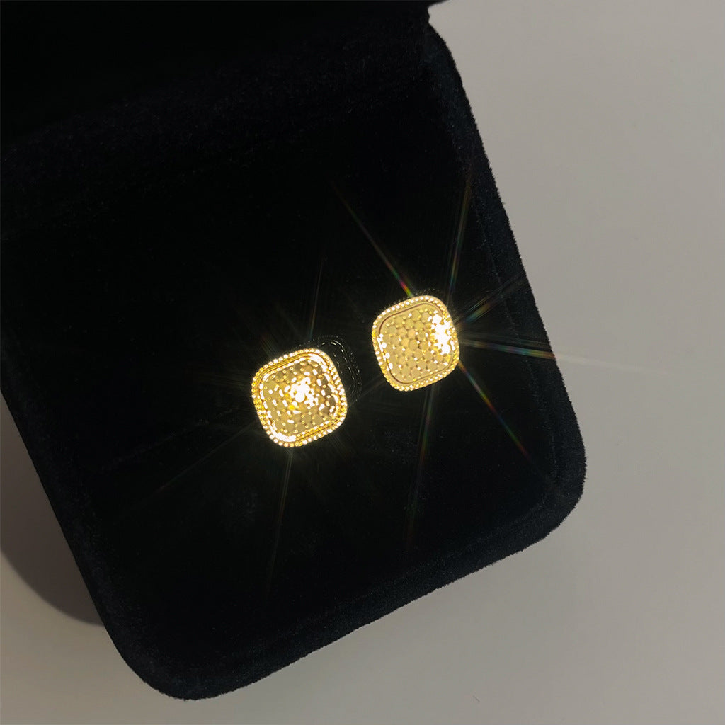 A廠 日韓款碎冰冰方形鍍18k金銀針耳環 批發 折扣@洽客服 25.11.W4「6822」