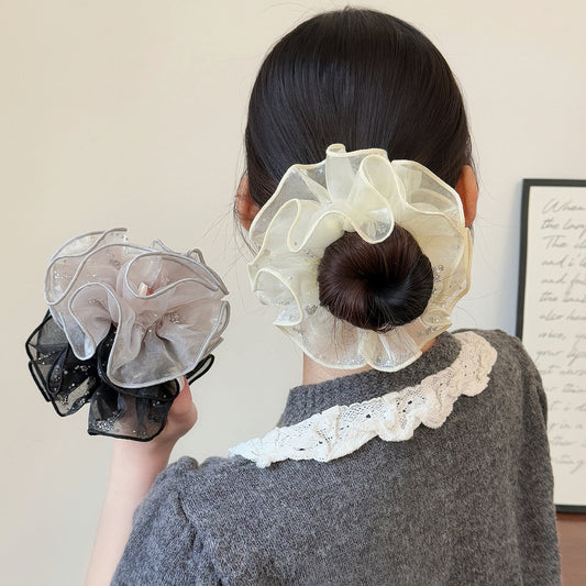 D廠 甜美繫網紗大腸圈髮飾批發 26.04.W3「FQ-0863」