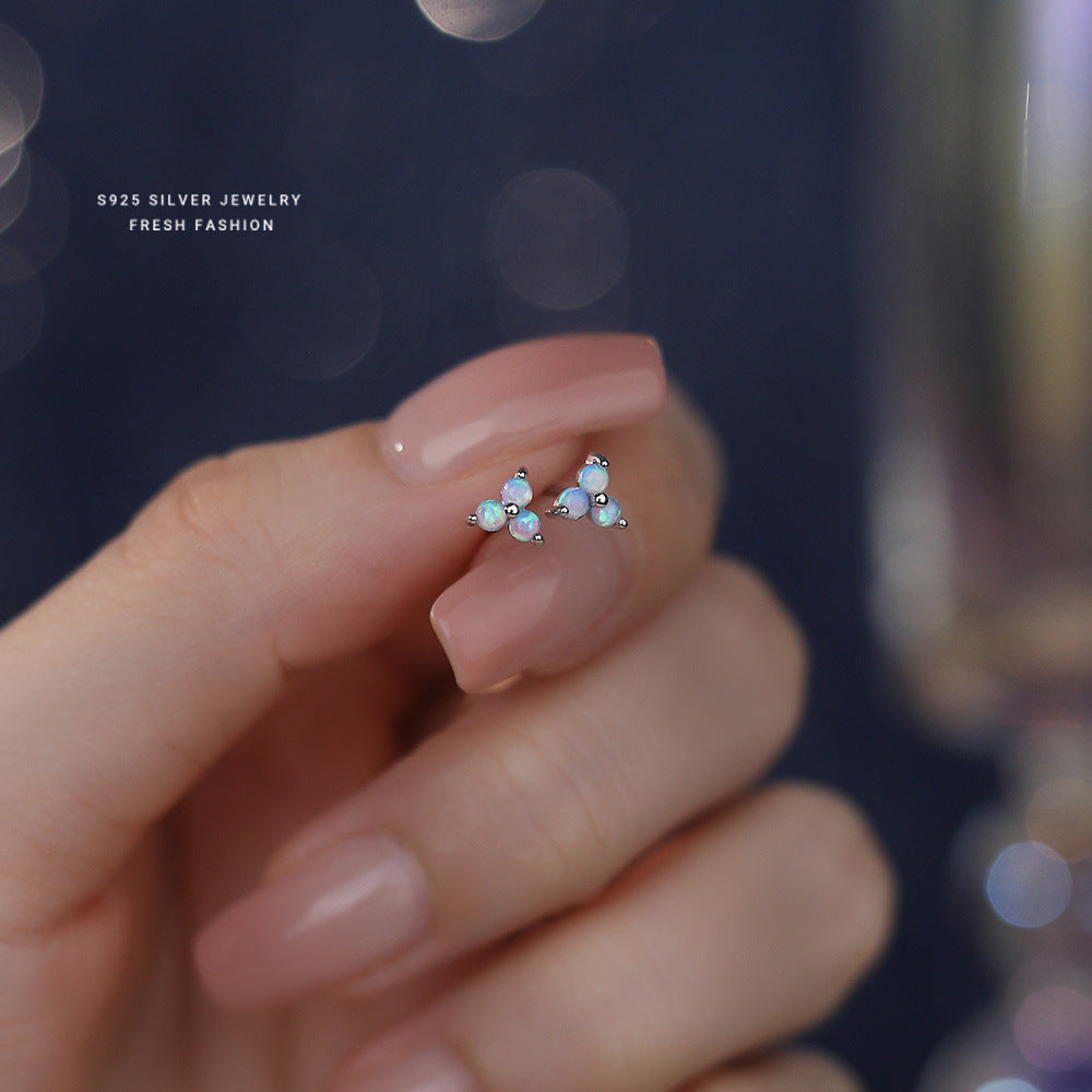 C廠 韓國韓版炫彩三瓣花S925純銀耳環 批發 折扣@洽客服 24.11.W2「E5769」