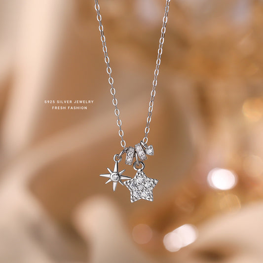 C廠 韓國韓版微鑲五角星S925純銀項鍊 批發 折扣@洽客服 25.11.W1「A4530」