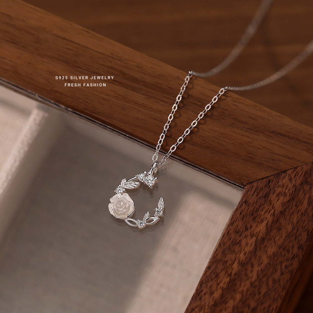 C廠 韓國韓版幻彩玫瑰花s925純銀項鍊女批發 折扣@洽客服 26.03.W2「A3316」